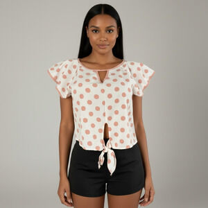 Ivory Peach Polka Dots Blouse